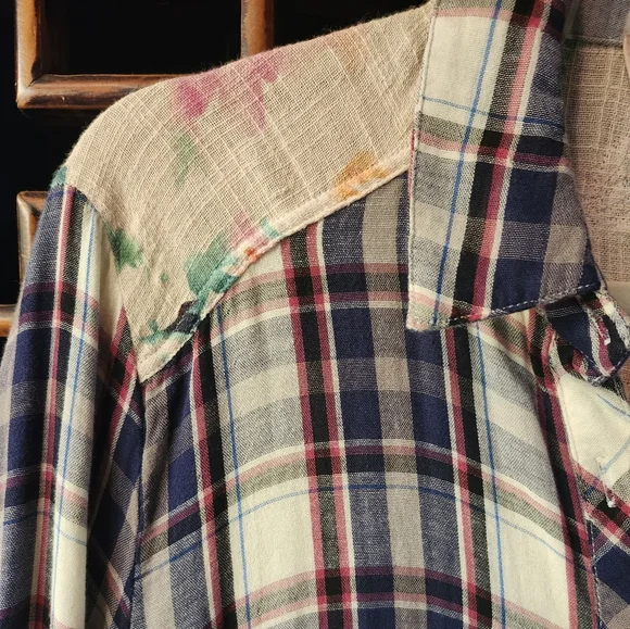 Philosophy plaid dress/kimono style layer piece - Picture 7 of 9